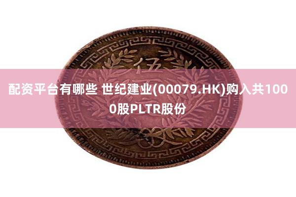 配资平台有哪些 世纪建业(00079.HK)购入共1000股PLTR股份